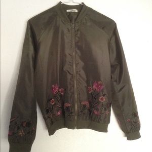 Flower Embroidered windbreaker